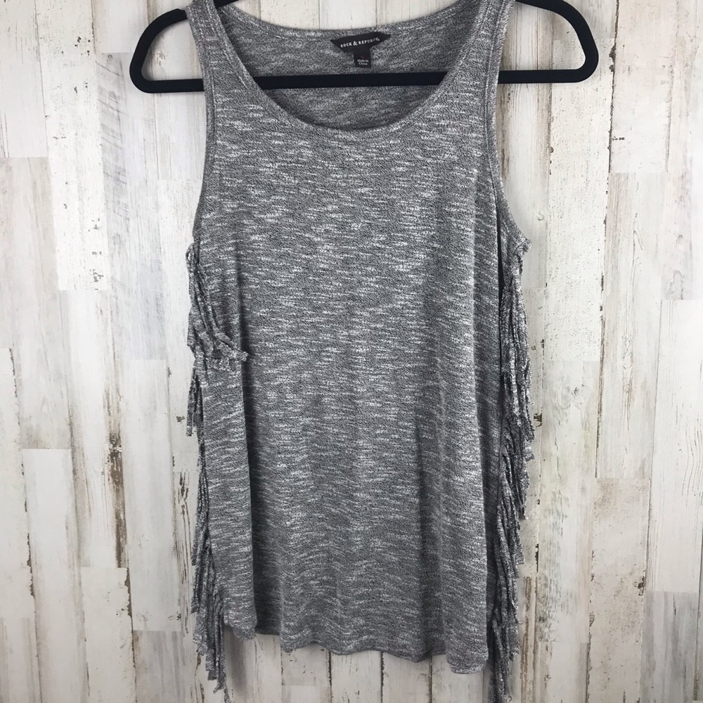 Rock & Republic Fringe Grey Tank Small